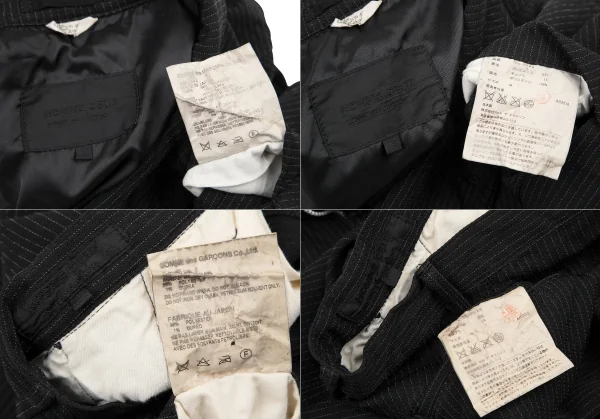 コムデギャルソン オムドゥCOMME des GARCONS HOMME DEUX 染色加工エステルストライプセットアップスーツ 黒M K-120808_020