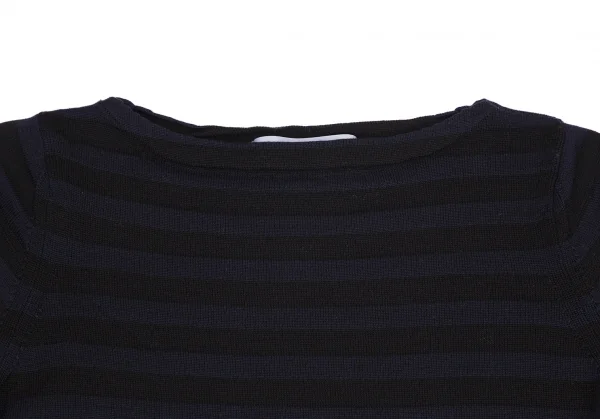 コムコム コムデギャルソンCOMME des GARCONS 製品染めボーダーウールニット 黒紺S K-120823_003