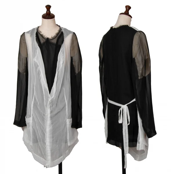 コムデギャルソンCOMME des GARCONSバイカラーシースルーレイヤードトップス 黒白M K-120858_001