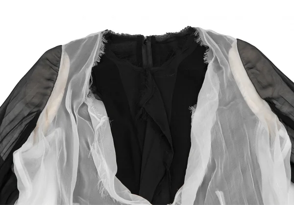 コムデギャルソンCOMME des GARCONSバイカラーシースルーレイヤードトップス 黒白M K-120858_003