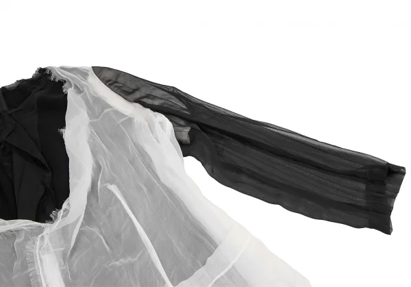 コムデギャルソンCOMME des GARCONSバイカラーシースルーレイヤードトップス 黒白M K-120858_005