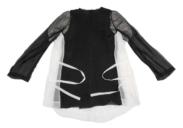 コムデギャルソンCOMME des GARCONSバイカラーシースルーレイヤードトップス 黒白M K-120858_012