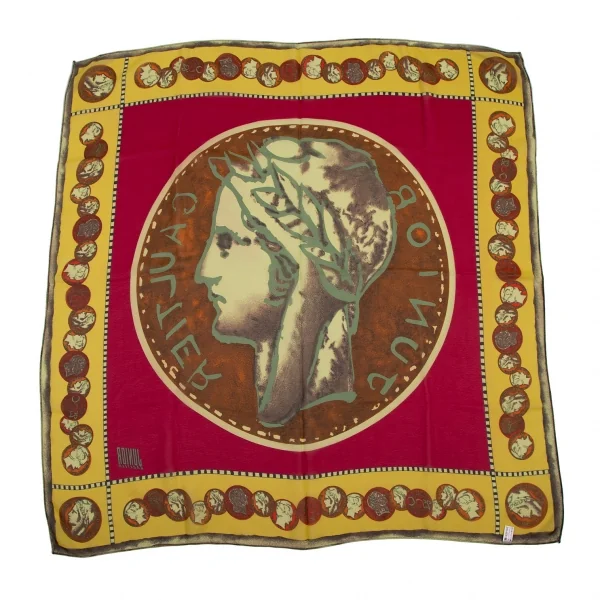 ジュニアゴルチエJUNIOR GAULTIER ポリメダルプリントスカーフ 黄ピンク他F K-120885_004