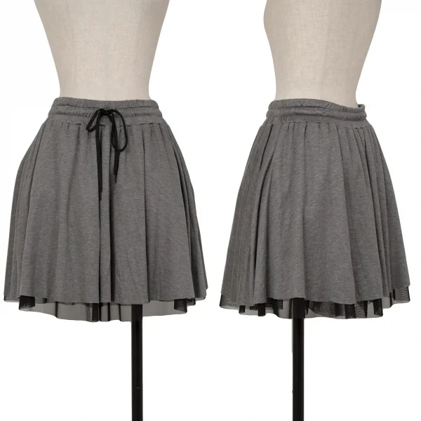 ミハラヤスヒロMIHARA YASUHIRO チュールレイヤードフライスニットスカート グレー黒38 K-120892_001