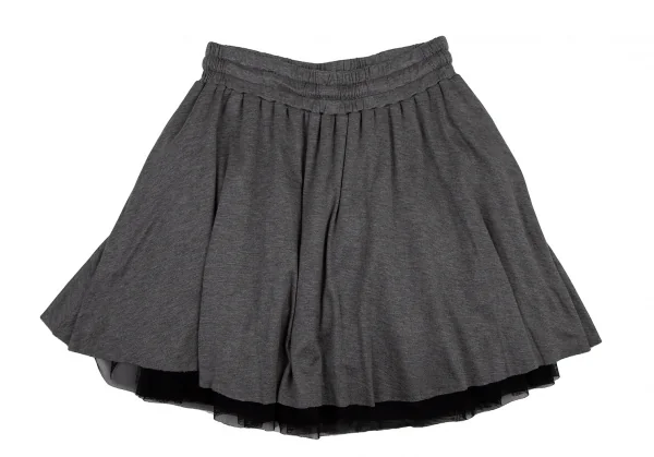ミハラヤスヒロMIHARA YASUHIRO チュールレイヤードフライスニットスカート グレー黒38 K-120892_012