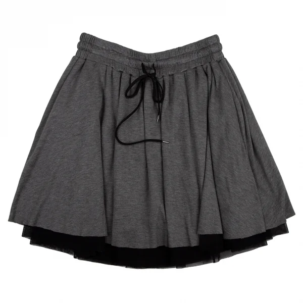 ミハラヤスヒロMIHARA YASUHIRO チュールレイヤードフライスニットスカート グレー黒38 K-120892_002