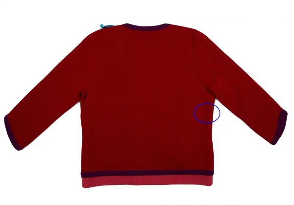 ケイタマルヤマKEITA MARUYAMA 刺繍パッチデザインニットノーカラージャケット 赤1 K-120895_011
