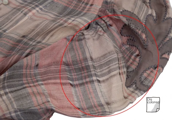 ケイタマルヤマKEITA MARUYAMA チェックギャザースリーブプルオーバーシャツワンピース ベージュピンク1 K-120896_010