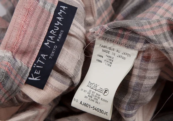 ケイタマルヤマKEITA MARUYAMA チェックギャザースリーブプルオーバーシャツワンピース ベージュピンク1 K-120896_018