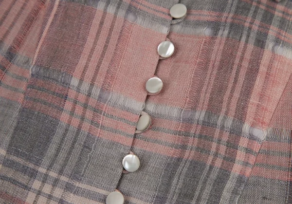 ケイタマルヤマKEITA MARUYAMA チェックギャザースリーブプルオーバーシャツワンピース ベージュピンク1 K-120896_005