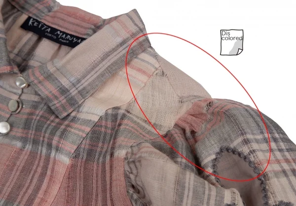 ケイタマルヤマKEITA MARUYAMA チェックギャザースリーブプルオーバーシャツワンピース ベージュピンク1 K-120896_009