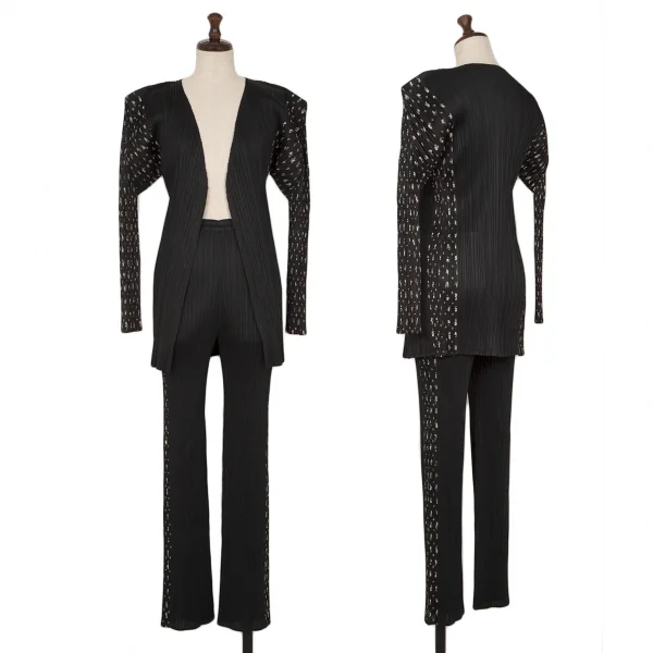 PLEATS PLEASE Floral Print Cardigan & Pants Black 3 K-121054_001