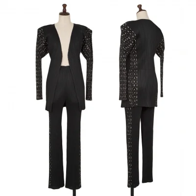 PLEATS PLEASE Floral Print Cardigan & Pants