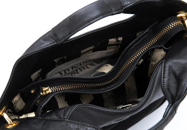 ヴィヴィアンウエストウッドVivienne Westwood オーブ型押しタッセル2WAYショルダーバッグ 黒 K-121170_012