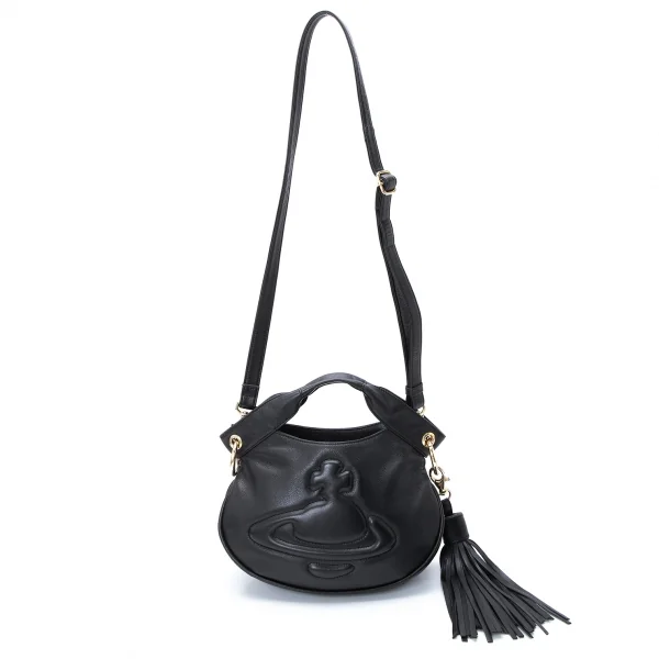 ヴィヴィアンウエストウッドVivienne Westwood オーブ型押しタッセル2WAYショルダーバッグ 黒 K-121170_002