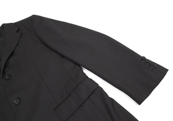 バーバリー ブラックレーベルBURBERRY BLACK LABEL ウールピンストライプセットアップスーツ 黒42L K-121191_004