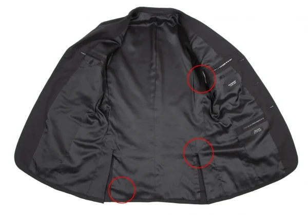 バーバリー ブラックレーベルBURBERRY BLACK LABEL ウールピンストライプセットアップスーツ 黒42L K-121191_007