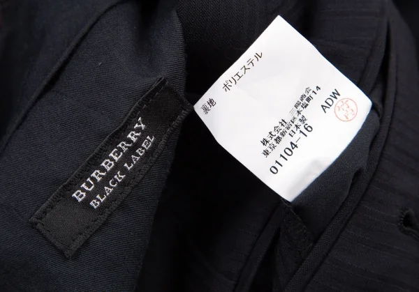 バーバリー ブラックレーベルBURBERRY BLACK LABEL ウールストライプ織りセットアップスーツ 濃紺42L K-121194_020