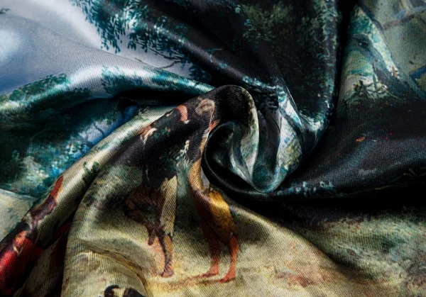 コムデギャルソンCOMME des GARCON ウエスト断ち切り風景プリントスカート 水色緑XS K-121241_014