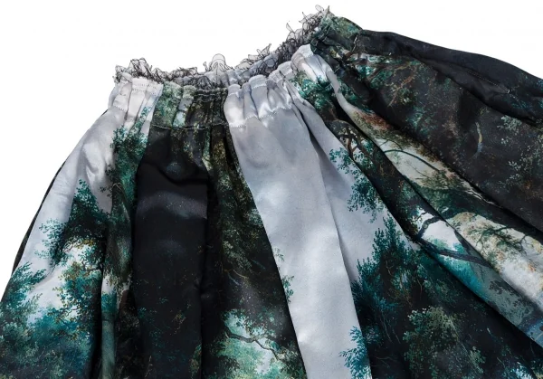 コムデギャルソンCOMME des GARCON ウエスト断ち切り風景プリントスカート 水色緑XS K-121241_003