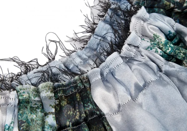 コムデギャルソンCOMME des GARCON ウエスト断ち切り風景プリントスカート 水色緑XS K-121241_005