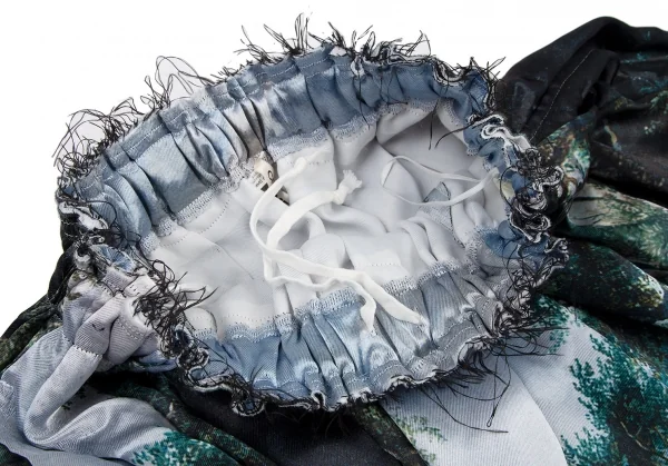 コムデギャルソンCOMME des GARCON ウエスト断ち切り風景プリントスカート 水色緑XS K-121241_006