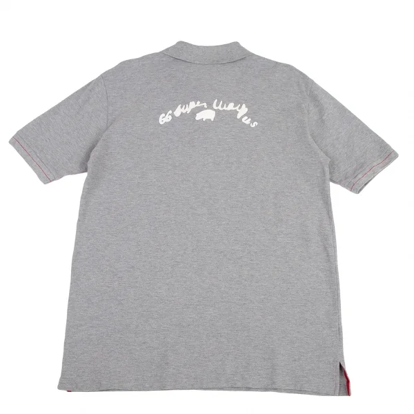 パパスPapas バックワッペン鹿の子ポロシャツ 杢グレー50L K-121365_001