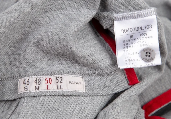 パパスPapas バックワッペン鹿の子ポロシャツ 杢グレー50L K-121365_014