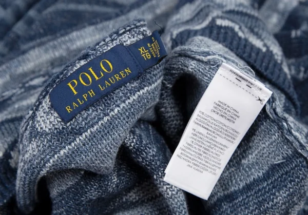 ポロラルフローレンPOLO RALPH LAUREN コットンリネンノルディックニットパーカー 青XL K-121369_011