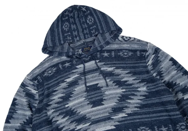 ポロラルフローレンPOLO RALPH LAUREN コットンリネンノルディックニットパーカー 青XL K-121369_002