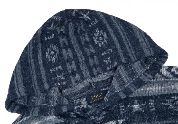 ポロラルフローレンPOLO RALPH LAUREN コットンリネンノルディックニットパーカー 青XL K-121369_003