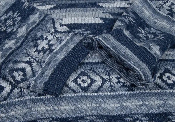 ポロラルフローレンPOLO RALPH LAUREN コットンリネンノルディックニットパーカー 青XL K-121369_006