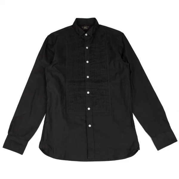 ダブルアールエルRRL フロントプリーツスタンドカラーシャツ チャコールS K-121374_001