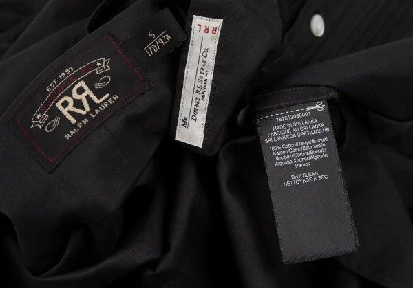 ダブルアールエルRRL フロントプリーツスタンドカラーシャツ チャコールS K-121374_013