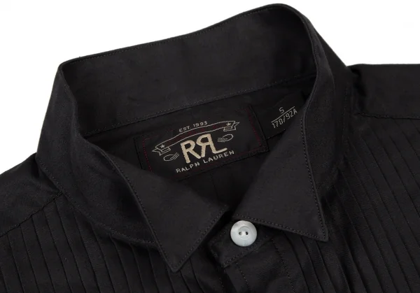 ダブルアールエルRRL フロントプリーツスタンドカラーシャツ チャコールS K-121374_003