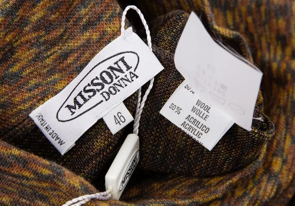 ミッソーニMISSONI ウールアクリルハイネックニットソー 茶黄46 K-121564_009