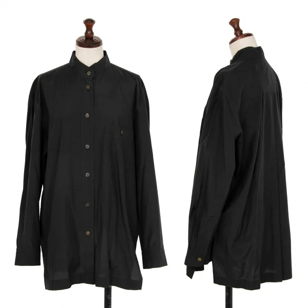 イッセイミヤケISSEY MIYAKEキュプラコットンマオカラーシャツ 黒M K-121585_001