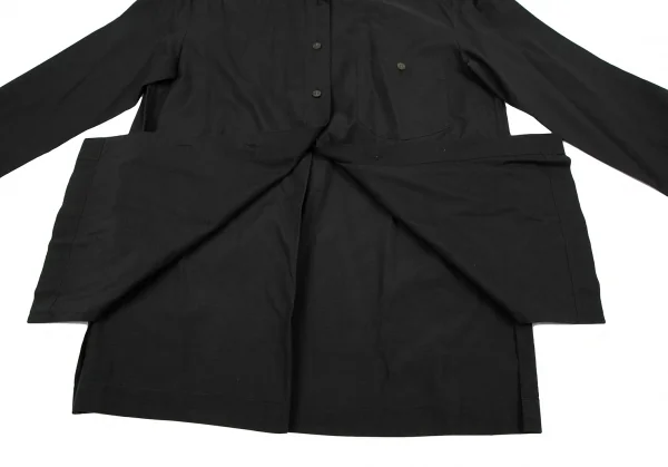 イッセイミヤケISSEY MIYAKEキュプラコットンマオカラーシャツ 黒M K-121585_012