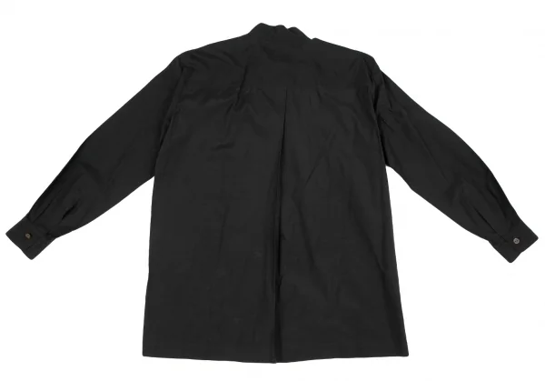 イッセイミヤケISSEY MIYAKEキュプラコットンマオカラーシャツ 黒M K-121585_013