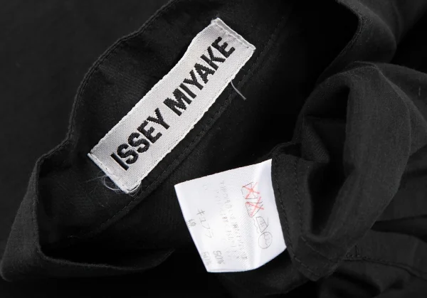 イッセイミヤケISSEY MIYAKEキュプラコットンマオカラーシャツ 黒M K-121585_017