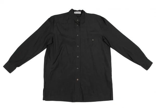 イッセイミヤケISSEY MIYAKEキュプラコットンマオカラーシャツ 黒M K-121585_002