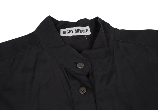 イッセイミヤケISSEY MIYAKEキュプラコットンマオカラーシャツ 黒M K-121585_004