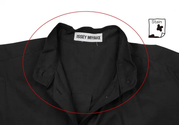 イッセイミヤケISSEY MIYAKEキュプラコットンマオカラーシャツ 黒M K-121585_005