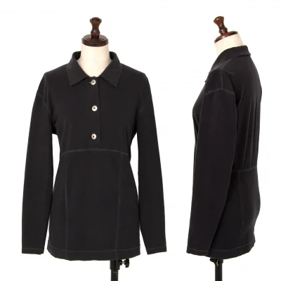ISSEY MIYAKE Metal Button Long Sleeve Polo Shirt