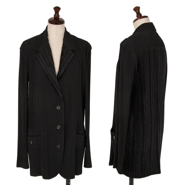 イッセイミヤケISSEY MIYAKE バック切替プリーツジャケット 黒L (K-121682)