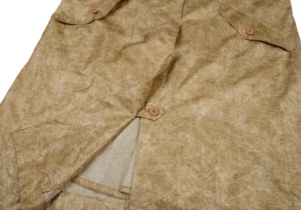 イッセイミヤケISSEY MIYAKE ポリ総柄プリントコート ベージュL K-121685_012