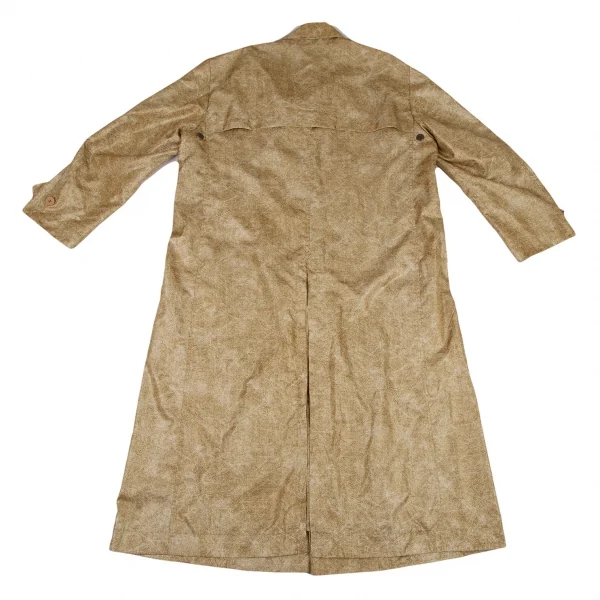 イッセイミヤケISSEY MIYAKE ポリ総柄プリントコート ベージュL K-121685_014