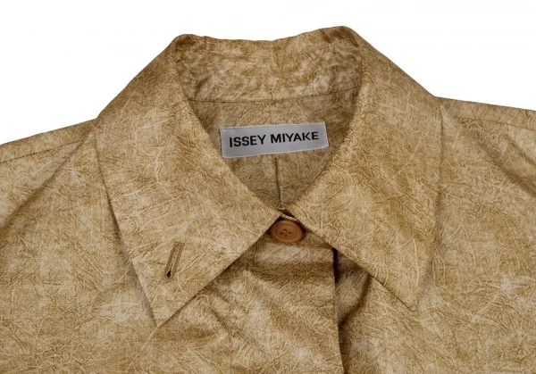 イッセイミヤケISSEY MIYAKE ポリ総柄プリントコート ベージュL K-121685_004