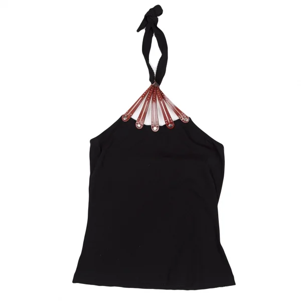 ジャンポールゴルチエ ファムJean Paul GAULTIER FEMME レザーパーツホルターネックトップス 黒40 K-121700_002