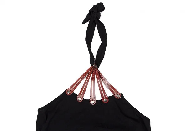 ジャンポールゴルチエ ファムJean Paul GAULTIER FEMME レザーパーツホルターネックトップス 黒40 K-121700_003